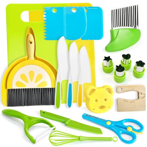 21 Pcs Kids Knife Set for Real Cooking Safe Kitchen Tools for Ages 4+