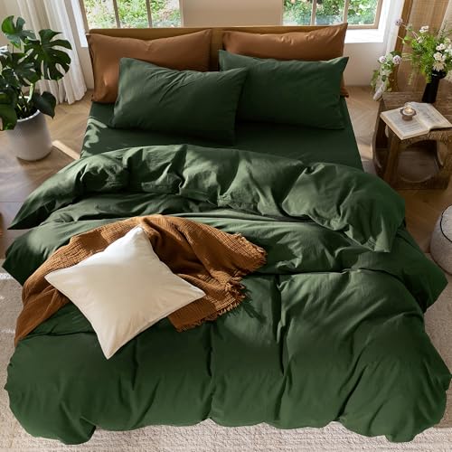 Duvet Cover Set 100% Washed Cotton Linen Like Oversized King Plus (3 Count)