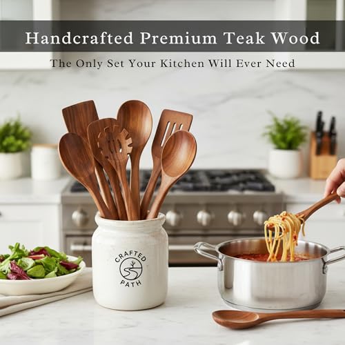 Teak Wooden Utensil Set (9 Count)
