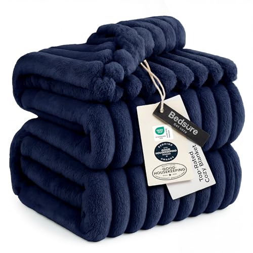 Soft King Size Blankets for Bed Navy Blue 108"x90"