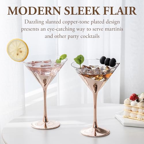 8 Ounce Modern Metallic Gold Tone Martini Glasses (4 Count)