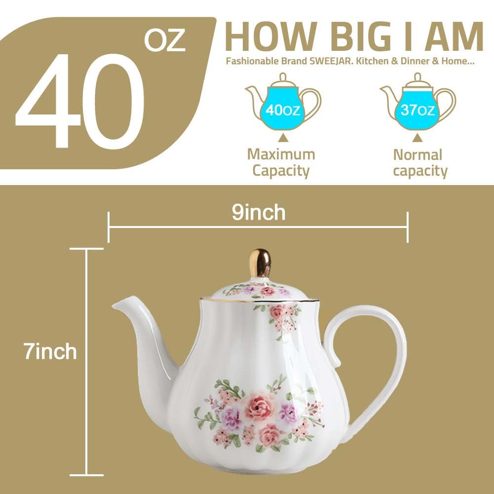 Sweejar 40FLOZ Royal Teapot with Infuser