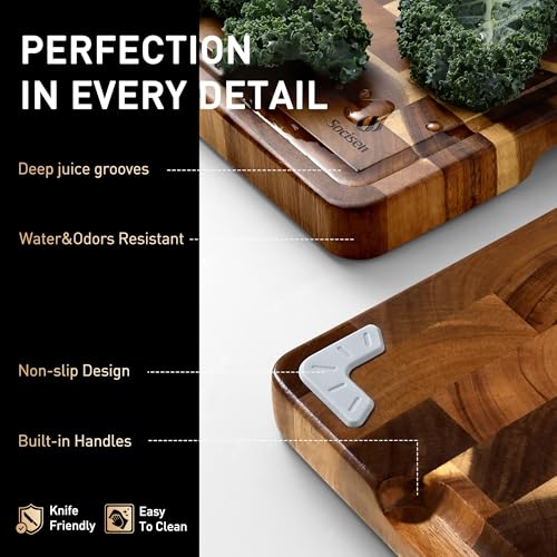 End Grain Cutting Board for Kitchen with Non