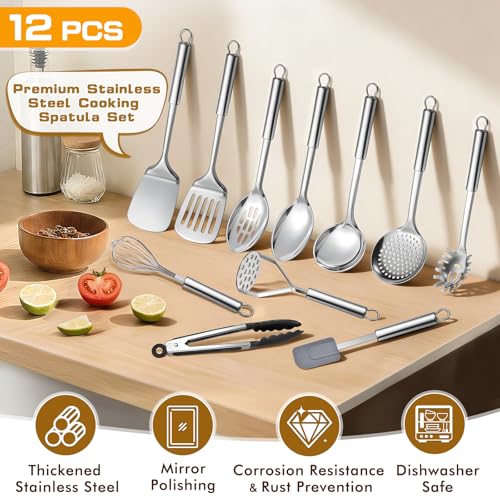 12 Pcs Stainless Steel Cooking Utensils Set (12 Count)