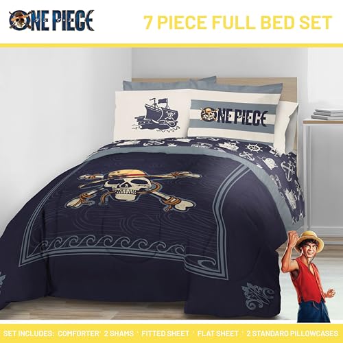 One Piece Luffy Full Comforter Set 7 Piece Soft Anime Bedding