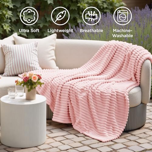 Soft Coral Pink Throw Blanket for Couch Decor Gifts 50"x60"
