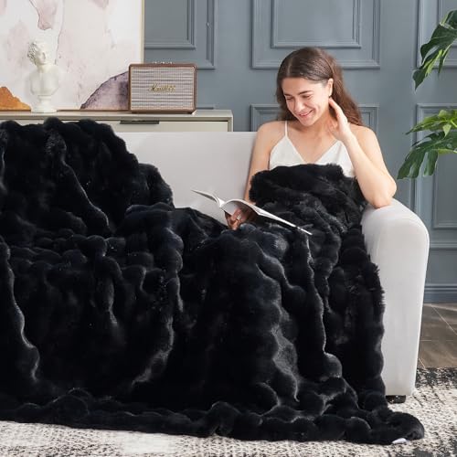 Faux Fur Throw Blanket for Couch