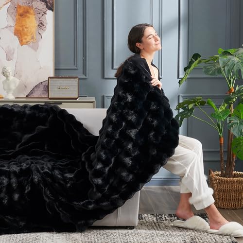 Faux Fur Throw Blanket for Couch