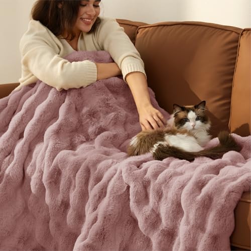 GentleSoft Fluffy Fuzzy Dusty Rose Throw Blanket