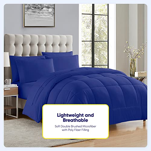 5 Piece Comforter Set Bag Solid Color All Season Soft Down Alternative Blanket & Luxurious Microfiber Bed Sheets (5 Count)