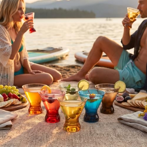 13 Ounce Colorful Pastel Plastic Stemless Martini Glasses