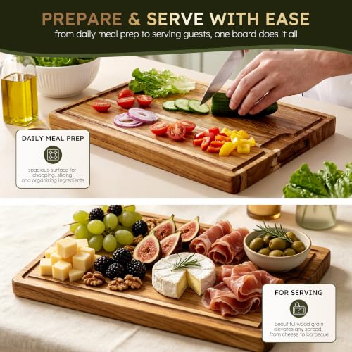 2 Piece Teak Cutting Board Set