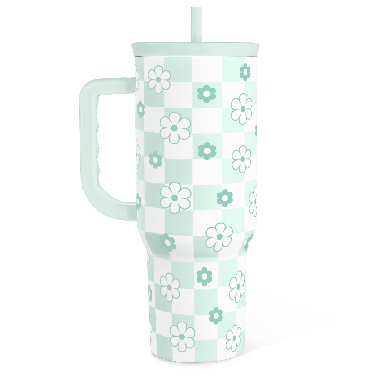 40oz Daisy Flower Tumbler with Handle and Straw