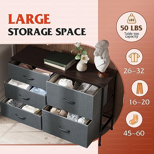 5 Drawer Fabric Dresser for Bedroom