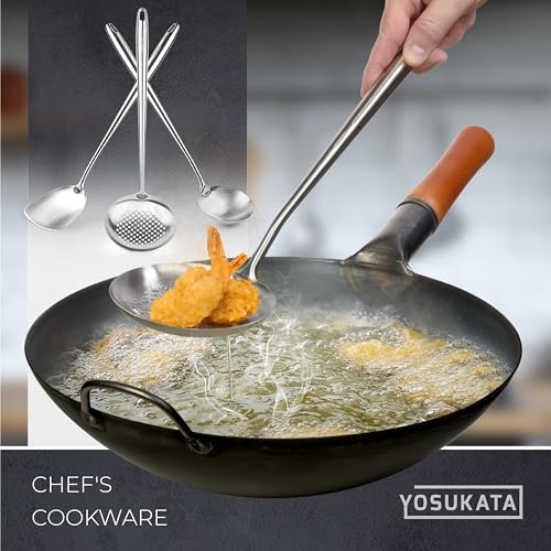 17" Stainless Steel Wok Spatula Ladle and Skimmer Spoon Set of 3 (3 Count)