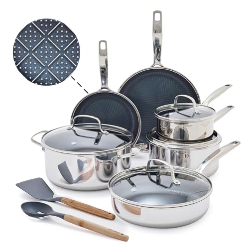 Hybrid 12 Piece Stainless Steel Nonstick Cookware Set