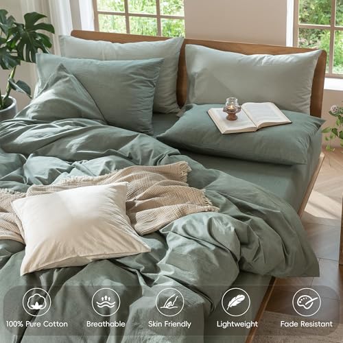 Duvet Cover Set 100% Washed Cotton Linen Like Oversized King