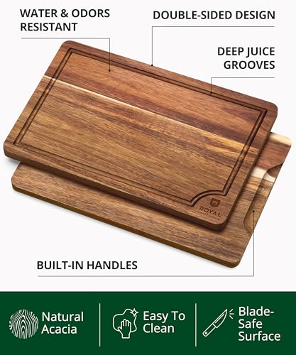 Wooden Cutting Boards for Kitchen Meal Prep & Serving (3 Count)