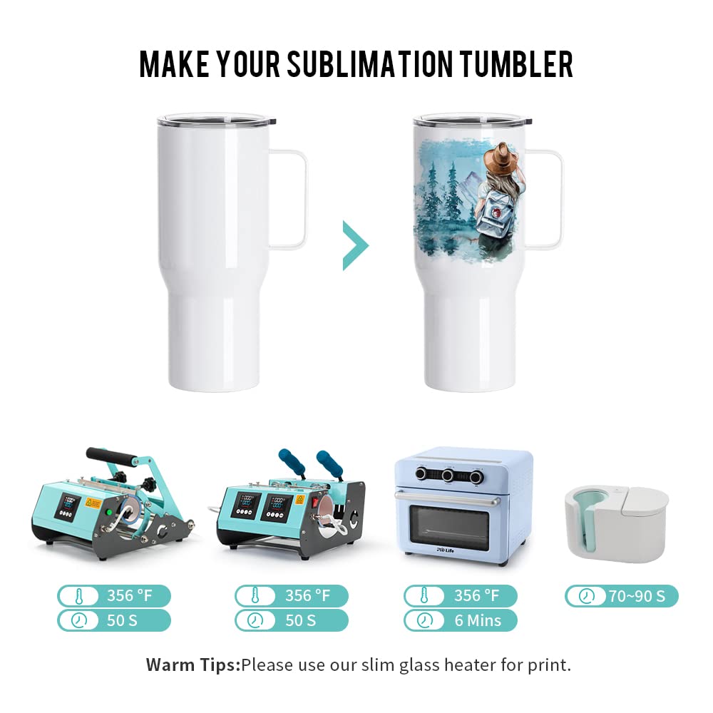4 Pack Sublimation Travel Tumblers with Printable Handle 25 OZ (4 Count)