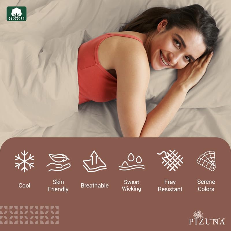 100% Cotton Sheets Set Full 400 Thread Count Beige