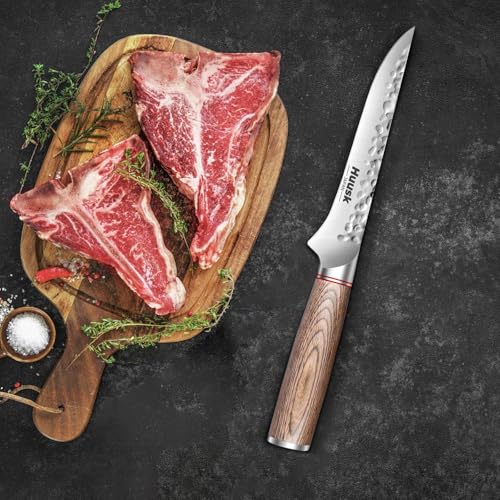Boning Knife for Meat Cutting with Ergonomic Pakkawood Handle
