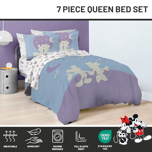 Disney Mickey and Minnie Mouse Queen Comforter Set 7 Piece Bedding