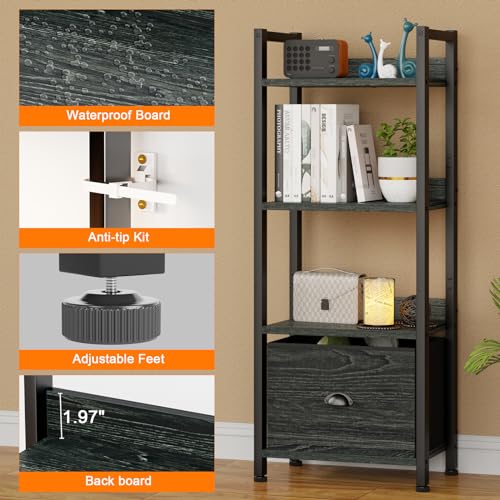 4 Tier Bookshelf with Drawer