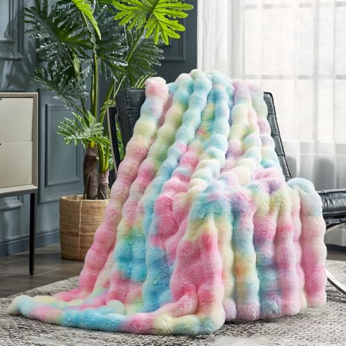 Faux Fur Throw Blanket for Couch