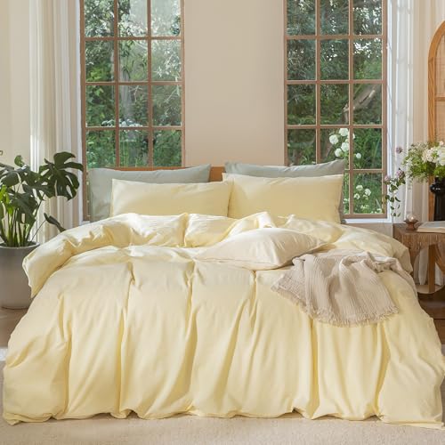 Duvet Cover Set 100% Washed Cotton Linen Like Twin (2 Count)
