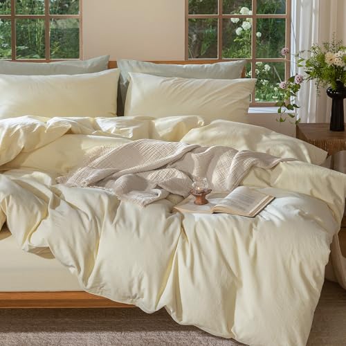 Duvet Cover Set 100% Washed Cotton Linen Like Oversized King