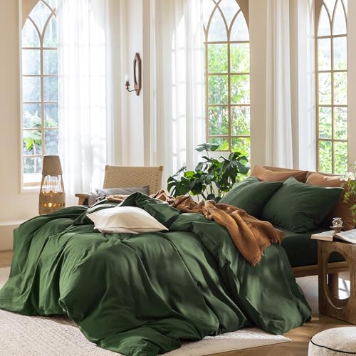 Duvet Cover Set 100% Washed Cotton Linen Like Cal King (62.4 Ounce)