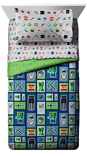 Minecraft Creeper Full Size Comforter Set 5 Piece Kids Bedding (5 Count)