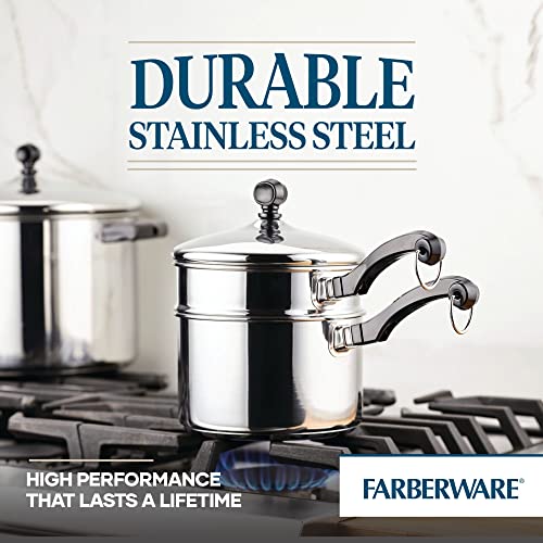 Classic Series Stainless Steel Double Boiler and Saucepan with Lid