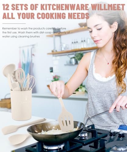 Khaki Kitchen Utensils Set (12 Count)
