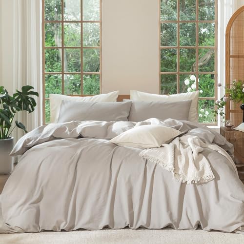 Duvet Cover Set 100% Washed Cotton Linen Like Twin