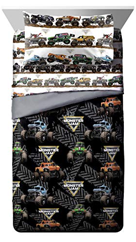 Monster Jam Full Size Comforter Set 5 Piece Kids Bedding for Boys