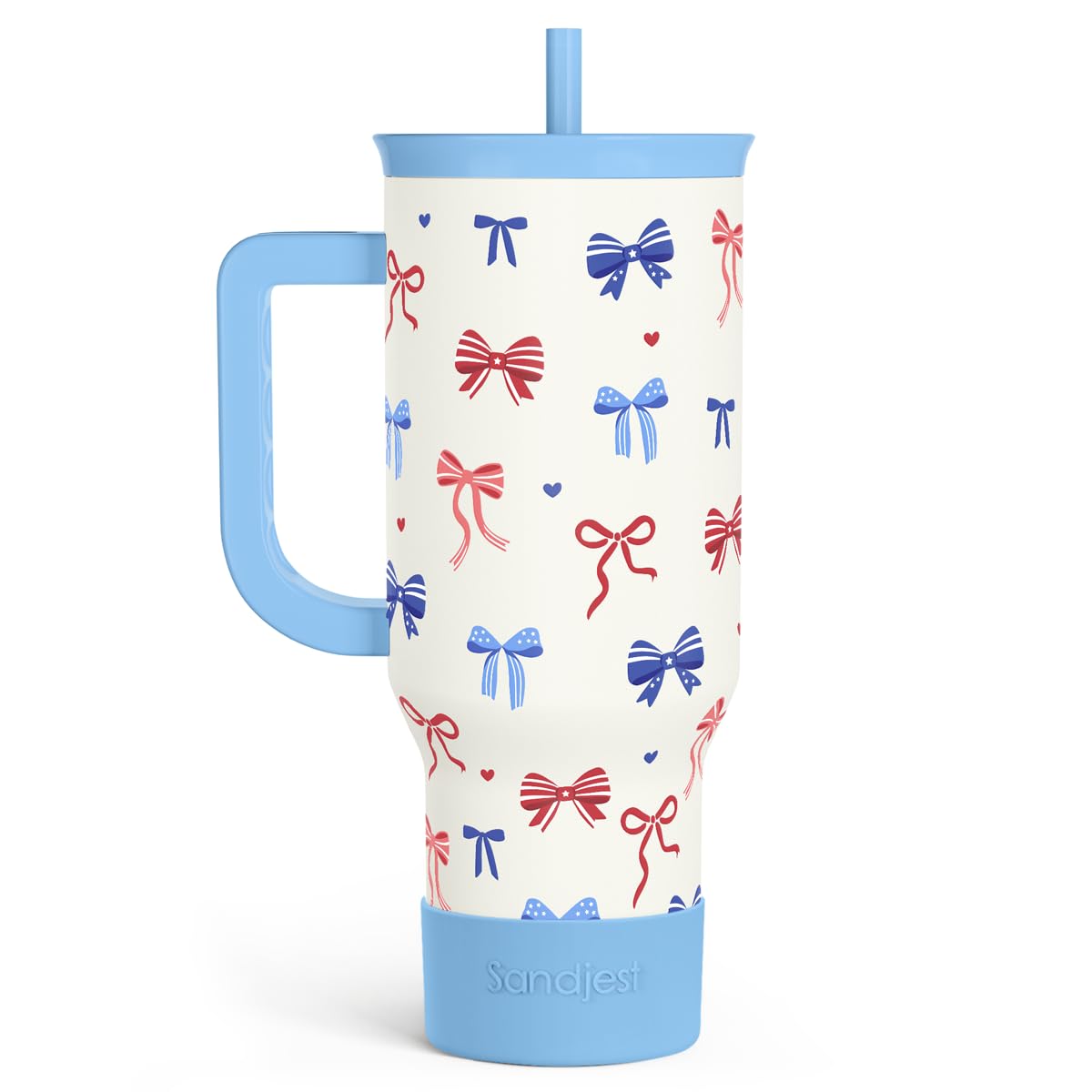 American Flag 40oz Tumbler with Handle and Straw
