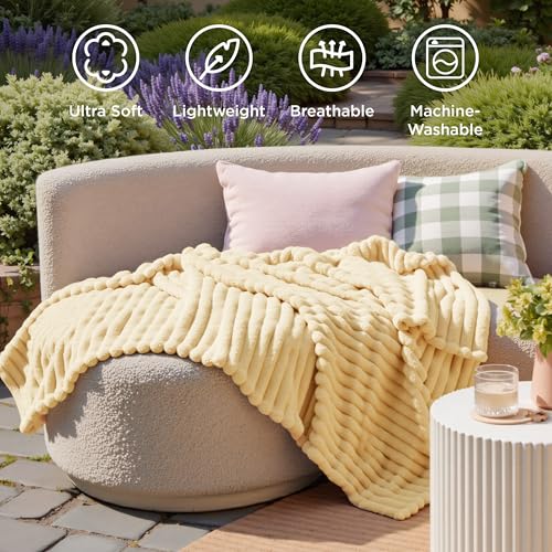 Soft Twin Blanket for Bed Decor Gifts Custard Yellow 60"x80"