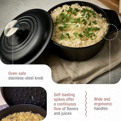 2 Quart Cast Iron Dutch Oven with Lid and Dual Handles