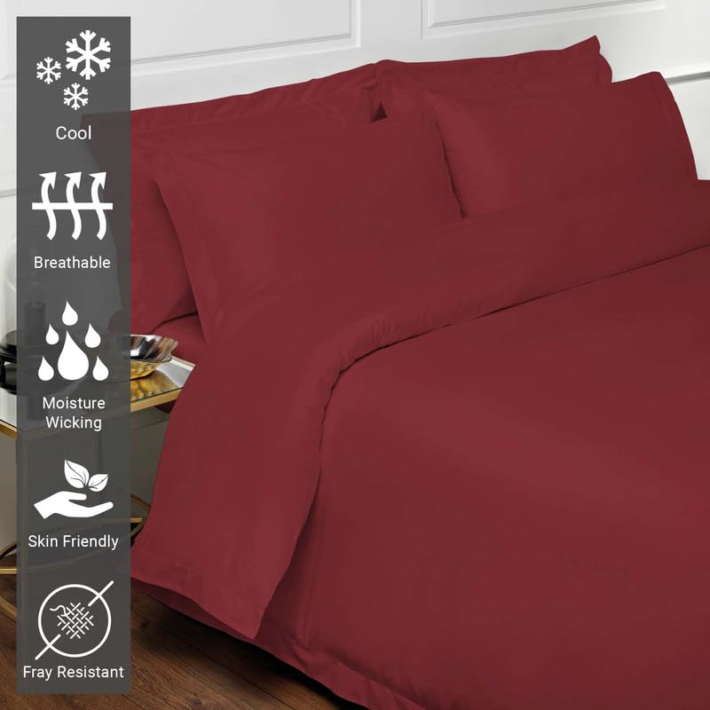 100% Cotton Full Duvet Cover Set 400 Thread Count Rio Red