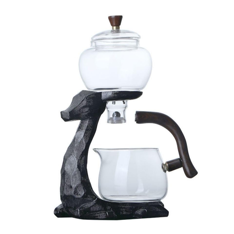 Heat resistant Kungfu Glass Tea Set with Heater Attract Water Diversion Rotating Cover Bowl Lazy Semi