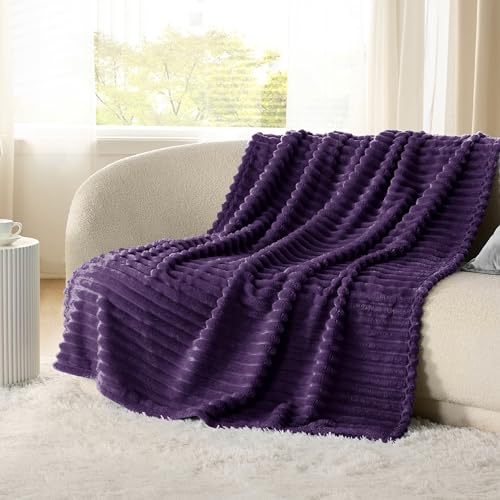 Soft Twin Blanket for Bed Decor Gifts Purple 60"x80"