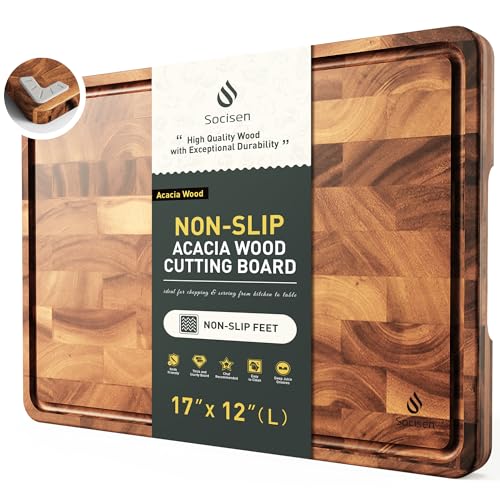 End Grain Cutting Board for Kitchen with Non