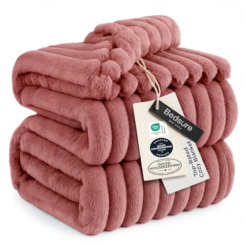 Soft King Size Blankets for Bed Dusty Pink 108"x90"