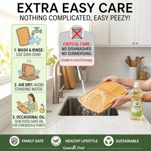 SAFEST Extra Large Bamboo Cutting Board Set of 3 with Glue (3 Count)