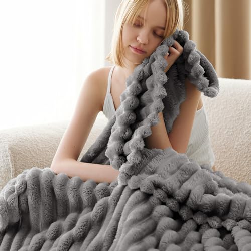 Soft Throw Blanket for Couch Decor Gifts Frost Gray 50"x60"