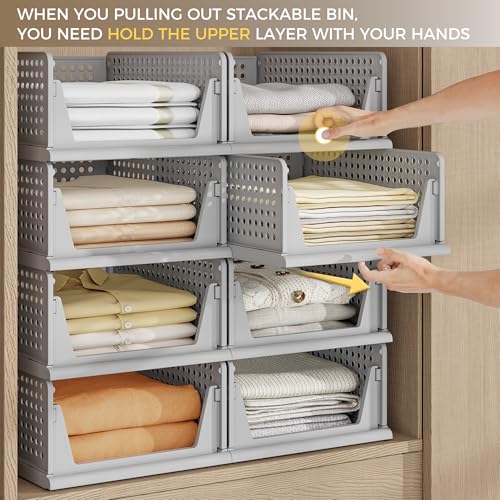 8 Pack Closet Organizer Storage Bins Stackable Plastic Drawer Shelf (8 Count)