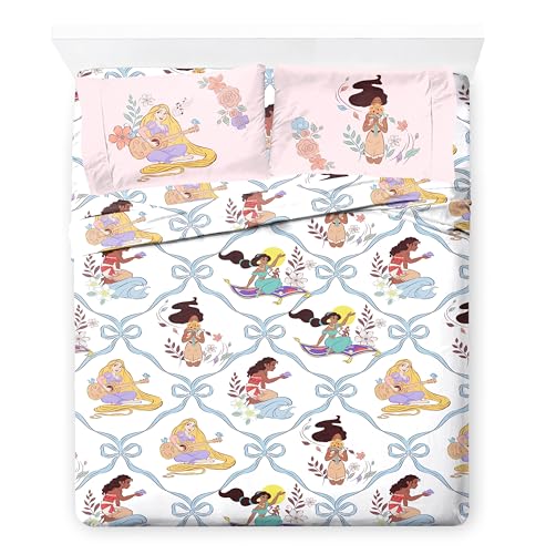 Disney Princess Queen Comforter Set 7 Piece Kids Bedding for Girls