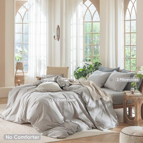 Duvet Cover Set 100% Washed Cotton Linen Like King