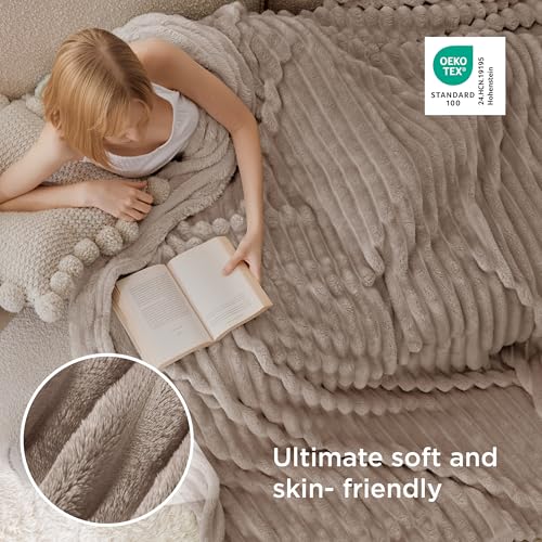 Soft Queen Size Blanket for Bed Light Brown 90"x90"